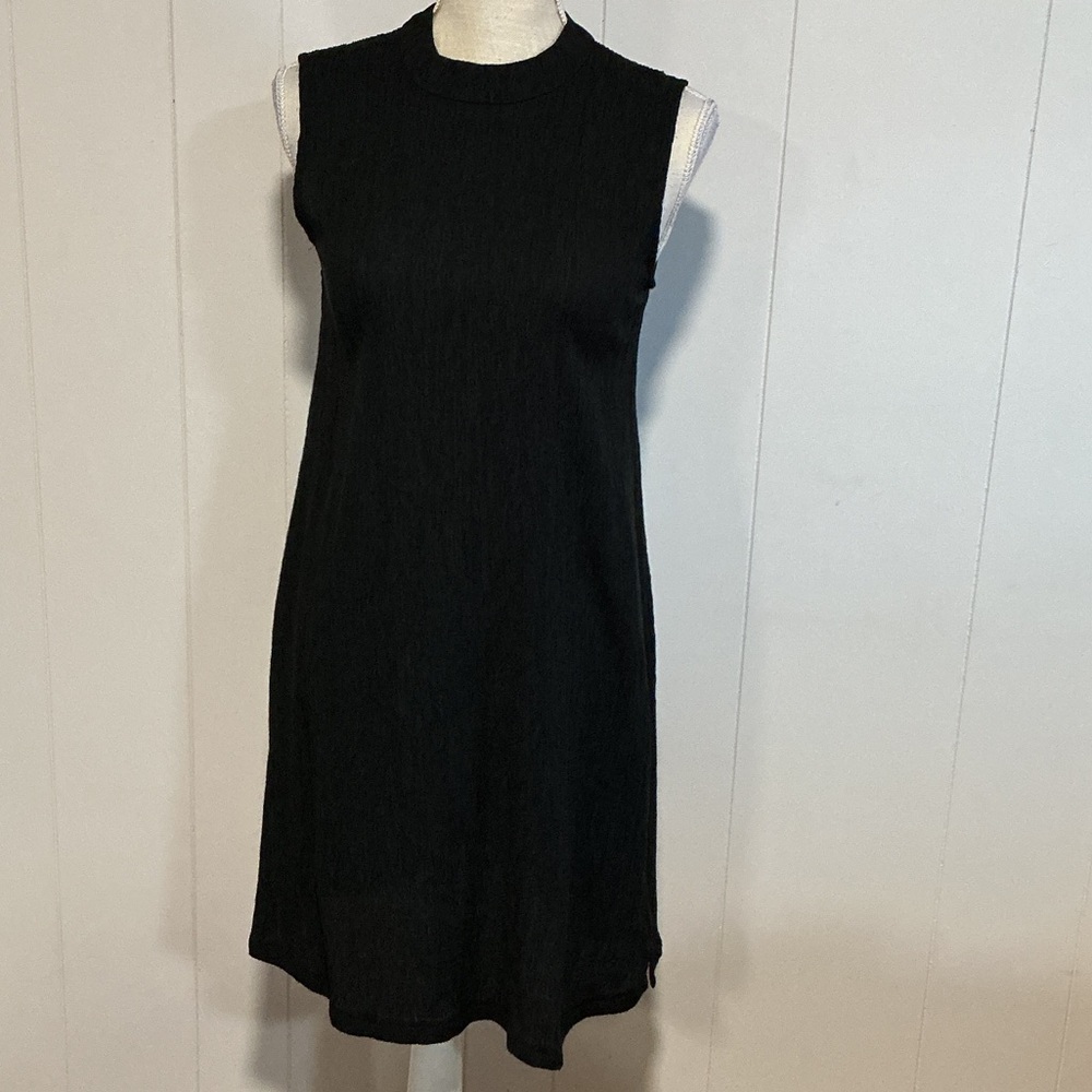 Eileen Fisher Black Sleeveless Midi Shift Dress